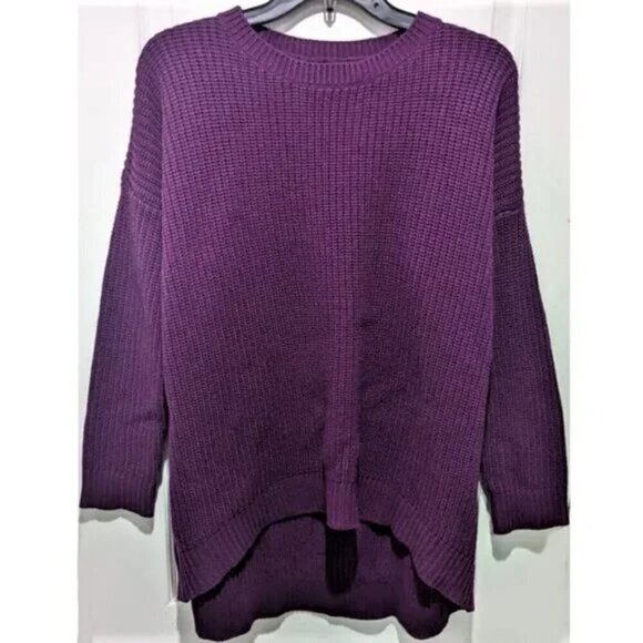 NEW Eileen Fisher | High/Low Recycled Cashmere & Wool Sweater in Purple - Picture 2 of 8